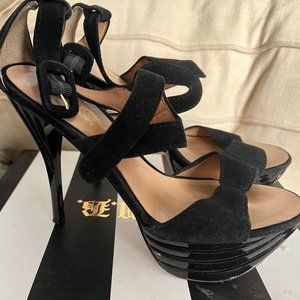 L.A.M.B. Valora Platform Black Sandal Sz 8.5